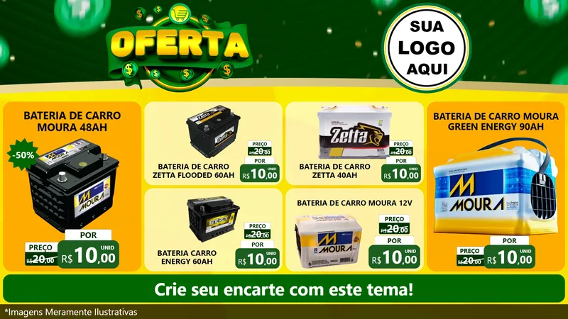 Modelo de TV para TV Horizontal com o tema Oferta para Baterias Elétricas