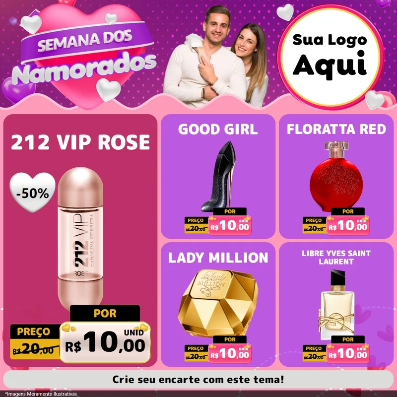 Modelo de Rede Social para Feed Facebook com o tema Semana dos Namorados para Perfumes