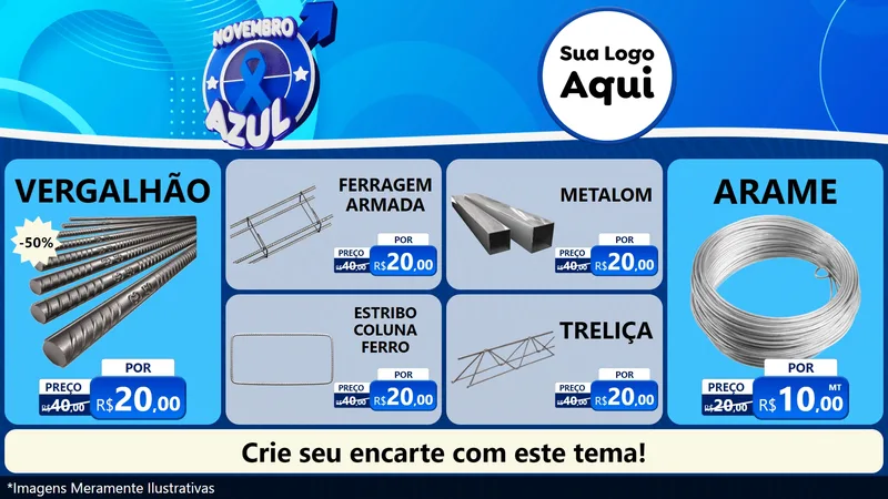 Modelo de TV para TV Horizontal com o tema Novembro Azul para Ferragens