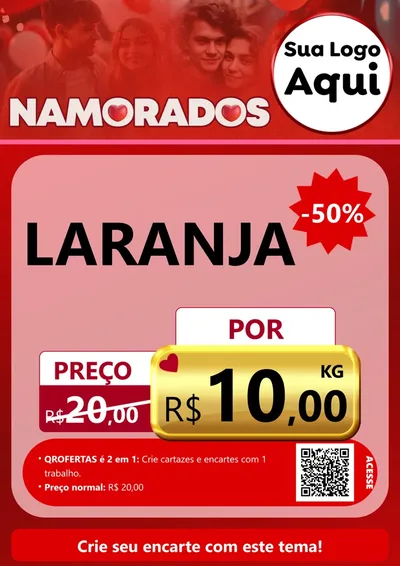 Modelo de Cartaz para Cartaz A4 Vertical com o tema Dia dos Namorados para Hortifrúti