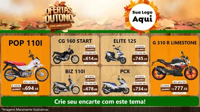 Modelo de TV para TV Horizontal com o tema Ofertas de Outono - Vem, Aproveite! para Concessionaria de Motos