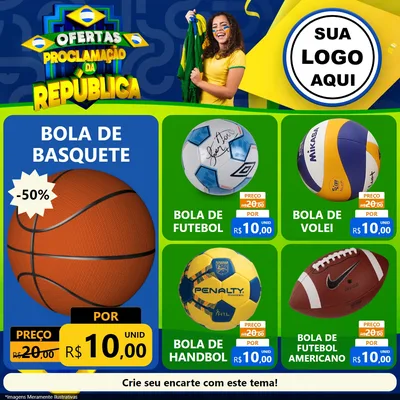 Modelo de Rede Social para Feed Facebook com o tema Ofertas Proclamação da República para Artigos Esportivos