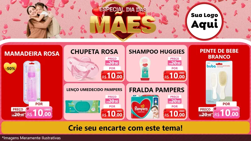 Modelo de TV para TV Horizontal com o tema Especial Dia Das Mães para Bebês