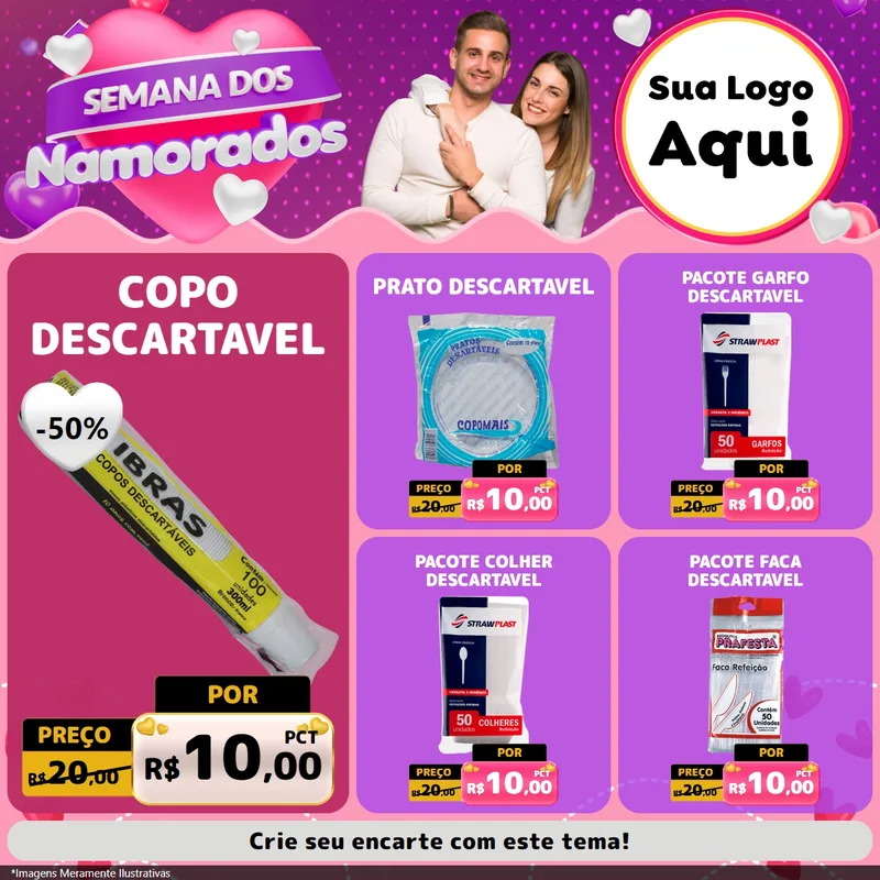 Modelo de Rede Social para Feed Facebook com o tema Semana dos Namorados para Embalagens