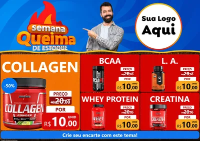 Modelo de Encarte para Encarte A4 Horizontal com o tema Semana Queima de Estoque para Suplementos alimentares