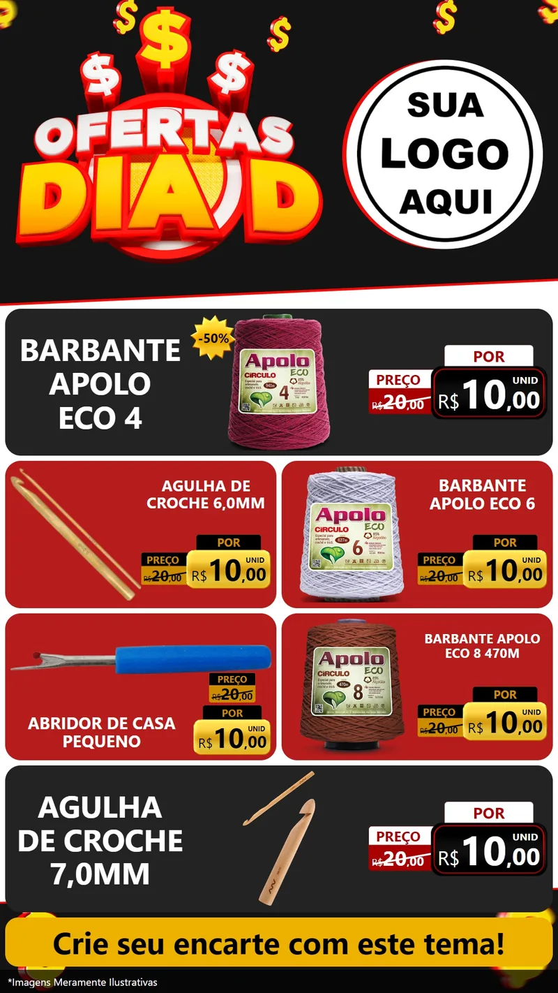 Modelo de TV para TV Vertical com o tema Ofertas Dia D para Armarinho e Aviamentos