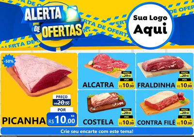 Modelo de Encarte para Encarte A4 Horizontal com o tema Alerta de Ofertas para Açougue