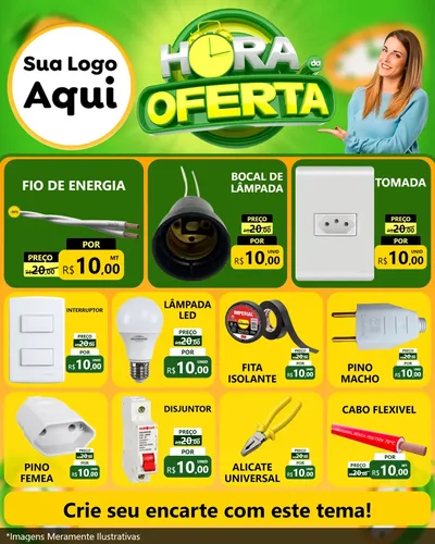 Modelo de Rede Social para Feed Instagram com o tema Hora da Oferta para Materiais Elétricos