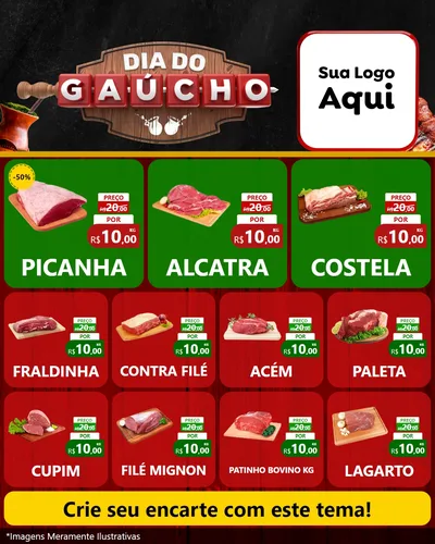 Modelo de Rede Social para Feed Instagram com o tema Dia do Gaúcho para Açougue