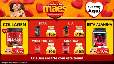 Modelo de TV para TV Horizontal com o tema Dia das Mães com Promoção para Suplementos alimentares
