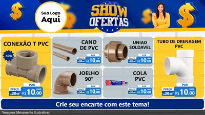 Modelo de TV para TV Horizontal com o tema Show de Ofertas para Tubos e conexões