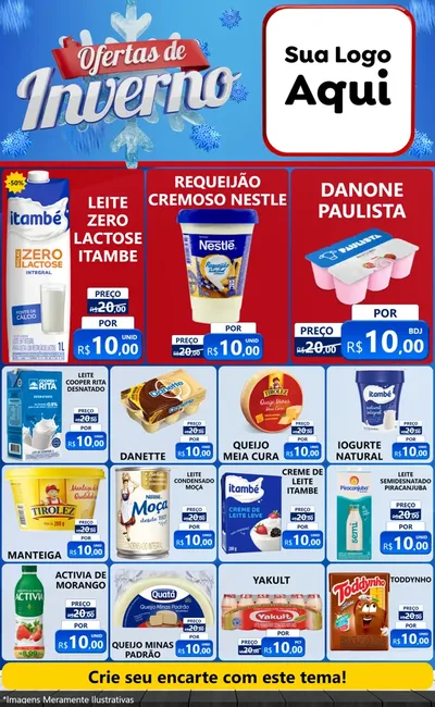 Modelo de Encarte para Encarte Grande com o tema Ofertas de Inverno para Frios e Laticínios