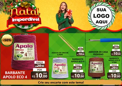 Modelo de Encarte para Encarte A4 Horizontal com o tema Natal Imperdível para Armarinho e Aviamentos