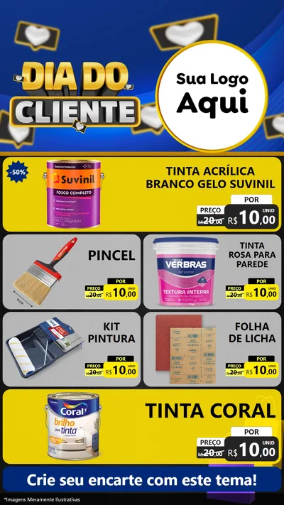 Modelo de TV para TV Vertical com o tema Dia Do Cliente para Tintas e Ferramentas