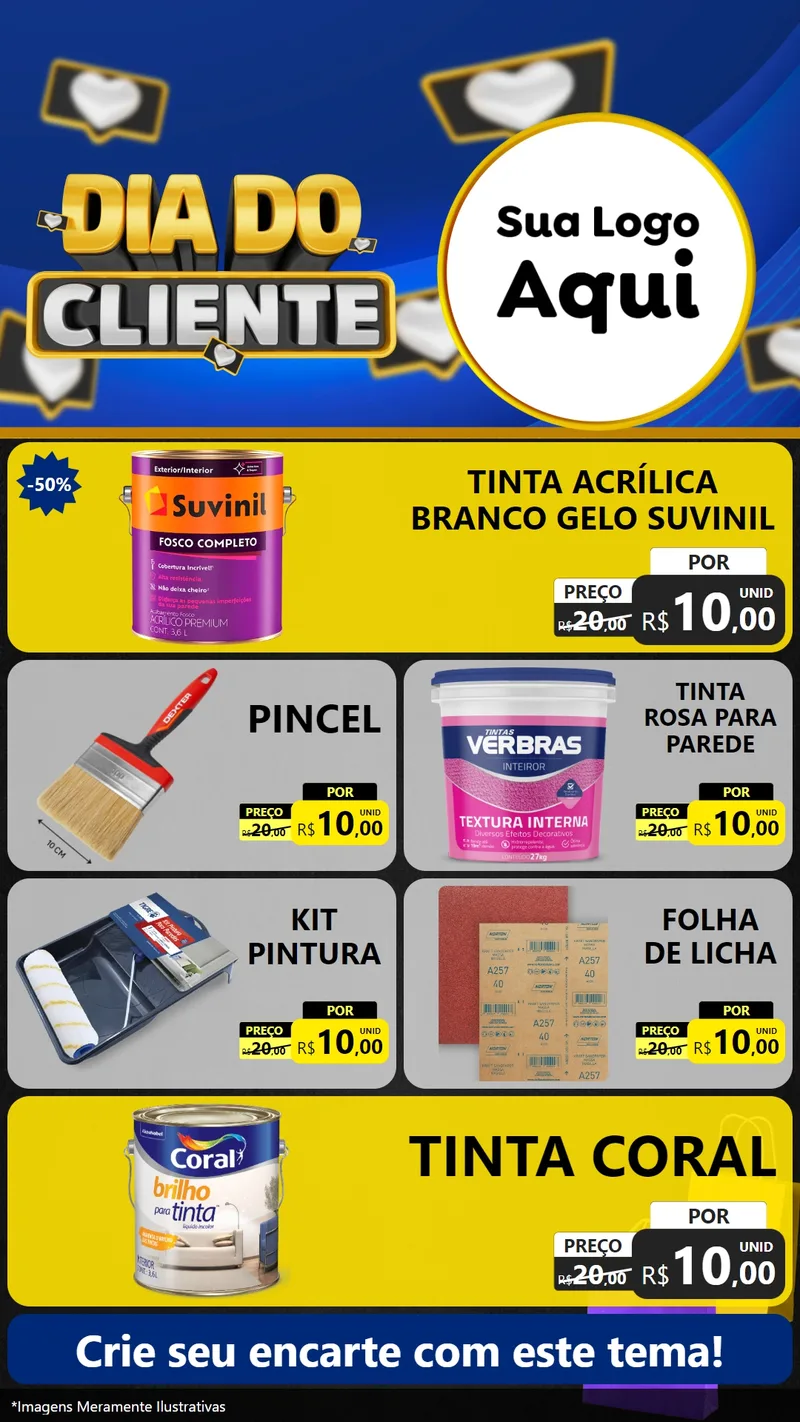 Modelo de TV para TV Vertical com o tema Dia Do Cliente para Tintas e Ferramentas