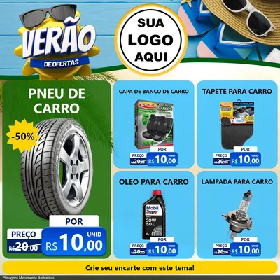 Modelo de Rede Social para Feed Facebook com o tema Verão de Ofertas para Auto peças