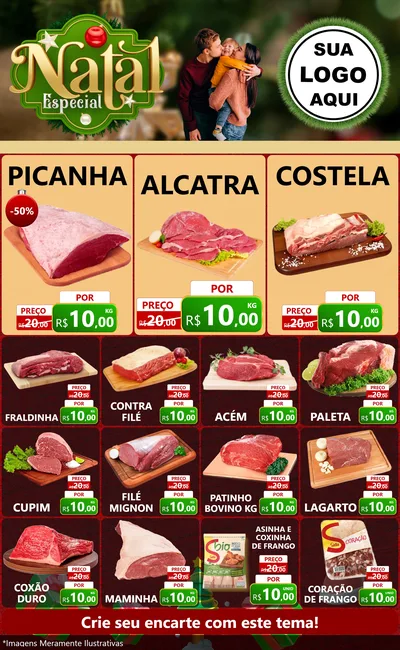 Modelo de Encarte para Encarte Grande com o tema Natal Especial para Açougue