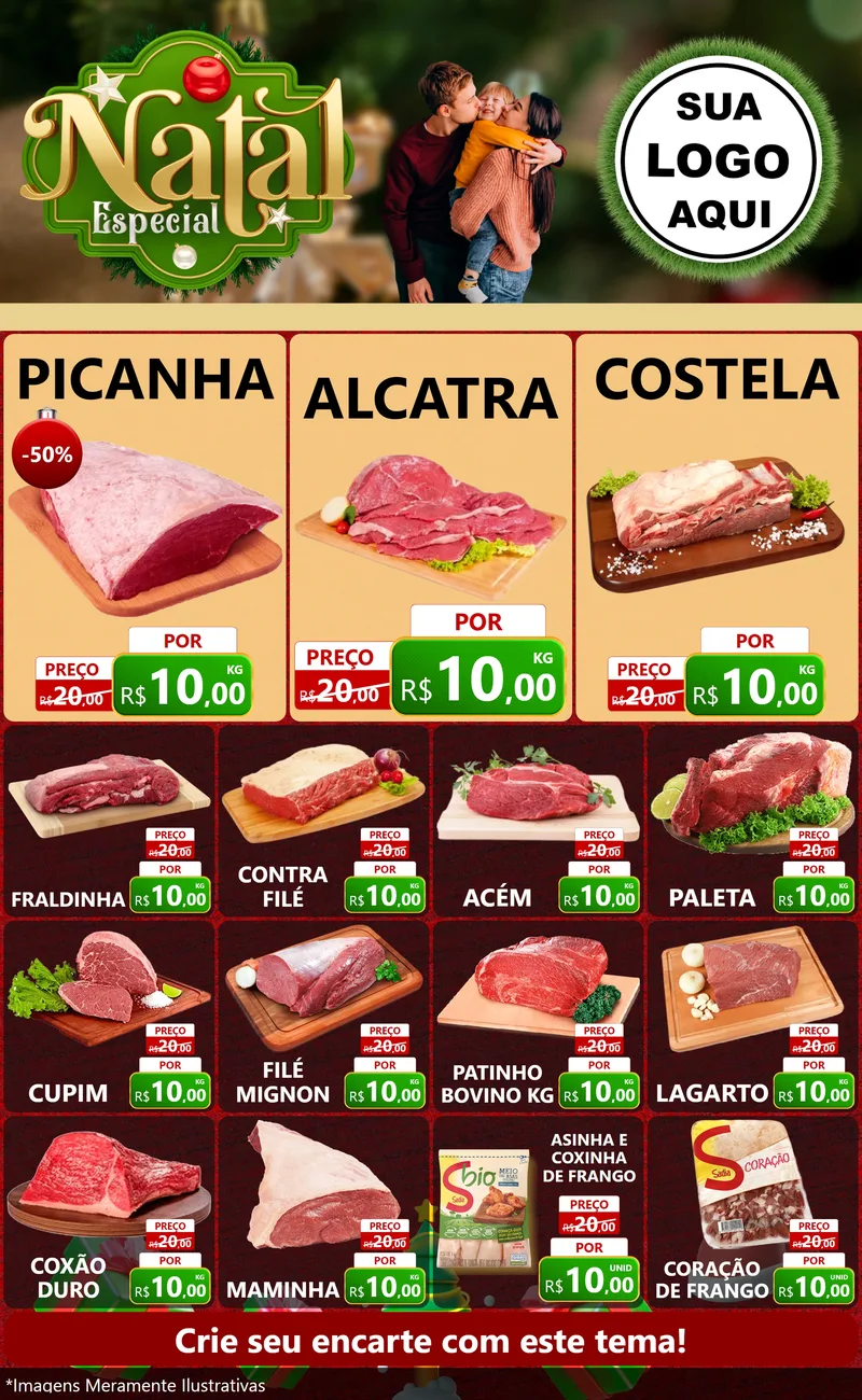 Modelo de Encarte para Encarte Grande com o tema Natal Especial para Açougue