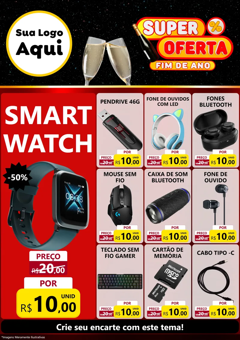 Modelo de Encarte para Encarte A4 Vertical com o tema Super Oferta Fim de Ano para Informática