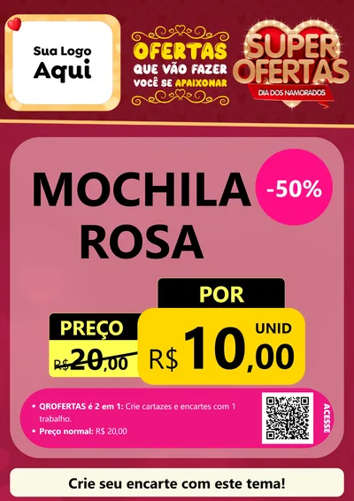 Modelo de Cartaz para Cartaz A4 Vertical com o tema Dia dos Namorados para Papelaria