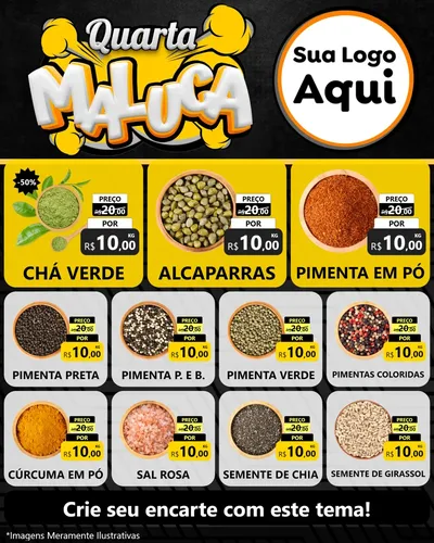 Modelo de Rede Social para Feed Instagram com o tema Quarta Maluca para Produtos Naturais