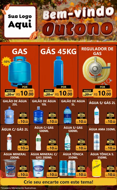 Modelo de Encarte para Encarte Grande com o tema Bem-vindo Outono para Água e gás