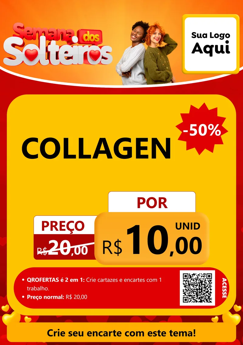 Modelo de Cartaz para Cartaz A4 Vertical com o tema Semana dos Solteiros para Suplementos alimentares