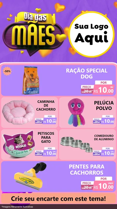 Modelo de TV para TV Vertical com o tema Dia das Mães para Pet Shop