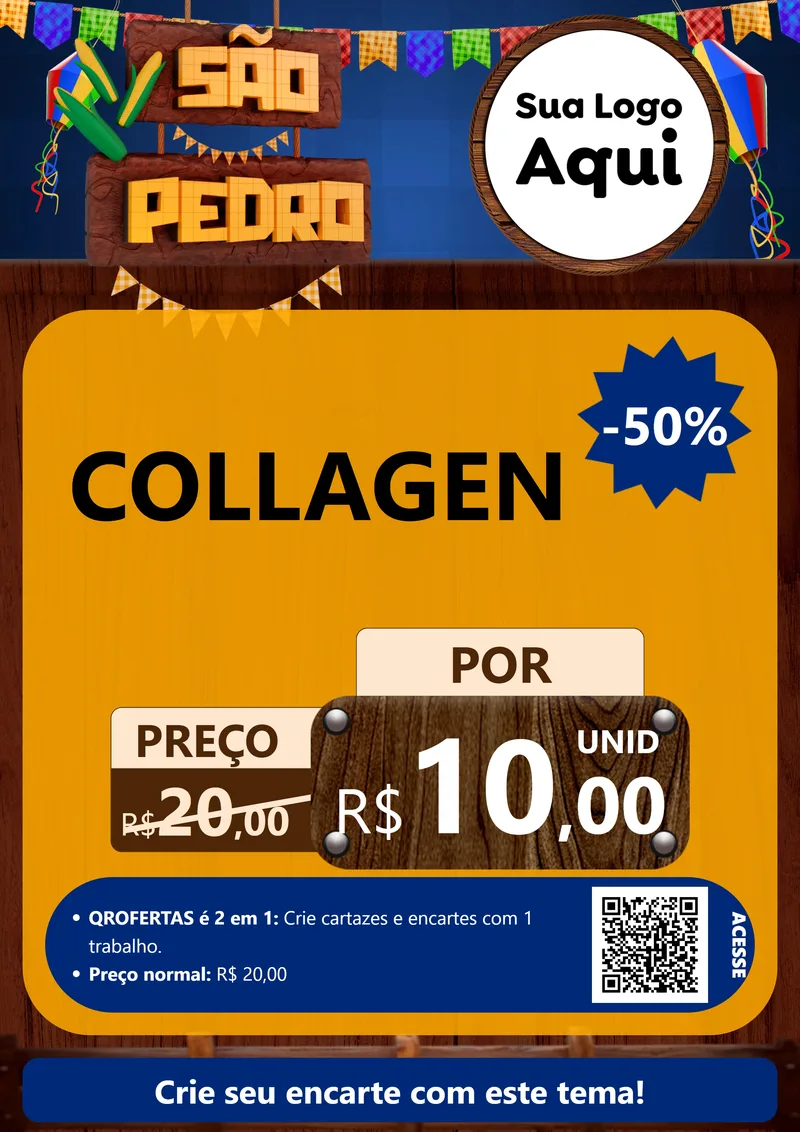 Modelo de Cartaz para Cartaz A4 Vertical com o tema São Pedro para Suplementos alimentares
