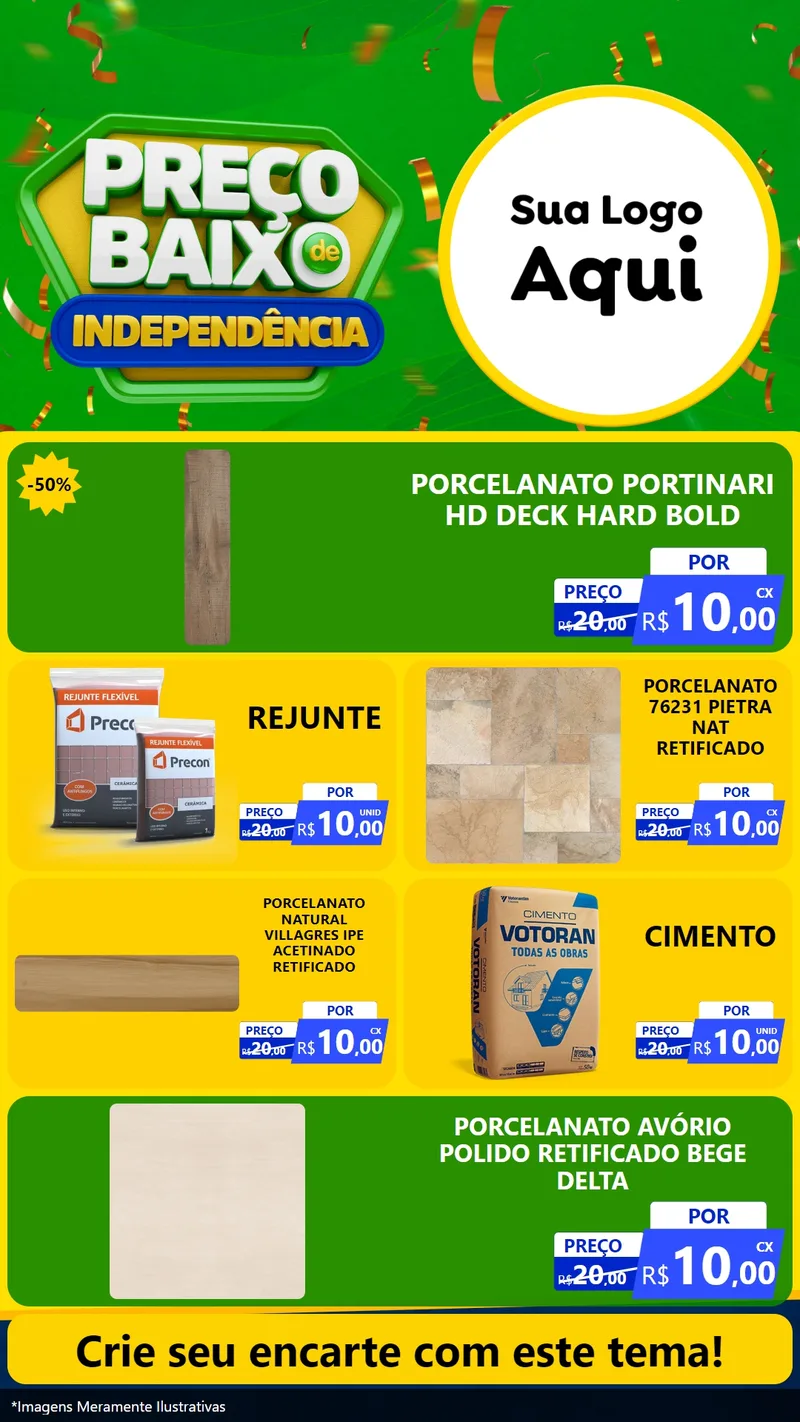 Modelo de TV para TV Vertical com o tema Preço Baixo de Independência para Pisos e revestimentos