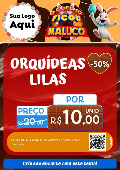 Modelo de Cartaz para Cartaz A4 Vertical com o tema O Coelho Ficou Maluco - Páscoa para Floricultura e jardim