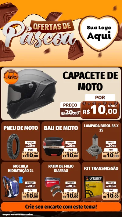Modelo de Rede Social para Stories com o tema Ofertas de Páscoa para Moto peças