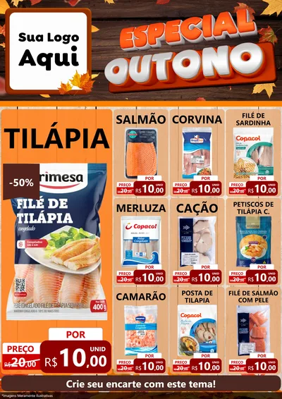 Modelo de Encarte para Encarte A4 Vertical com o tema Especial Outono para Peixaria