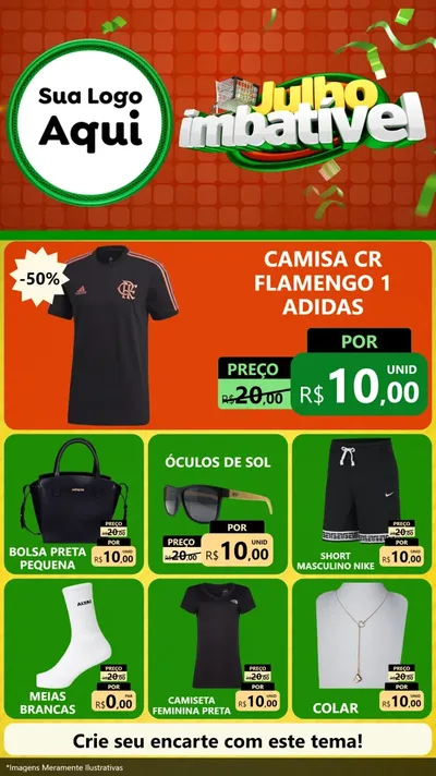 Modelo de Rede Social para Stories com o tema Julho Imbatível para Roupas e acessórios