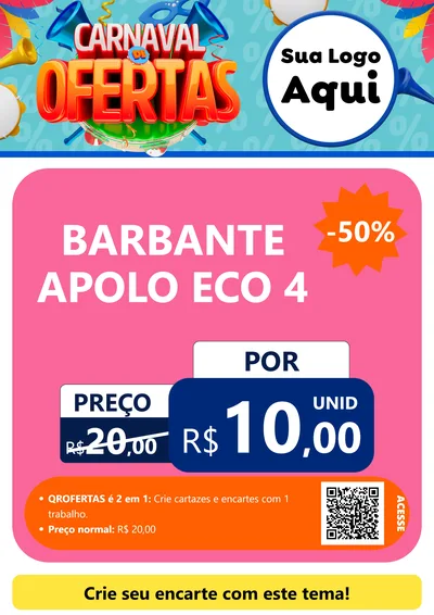 Modelo de Cartaz para Cartaz A4 Vertical com o tema Carnaval de Ofertas para Armarinho e Aviamentos