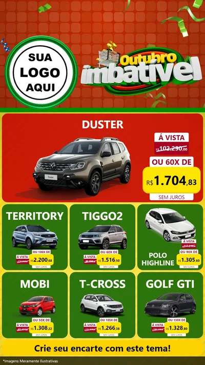 Modelo de Rede Social para Stories com o tema Outubro Imbatível para Concessionaria de Carros