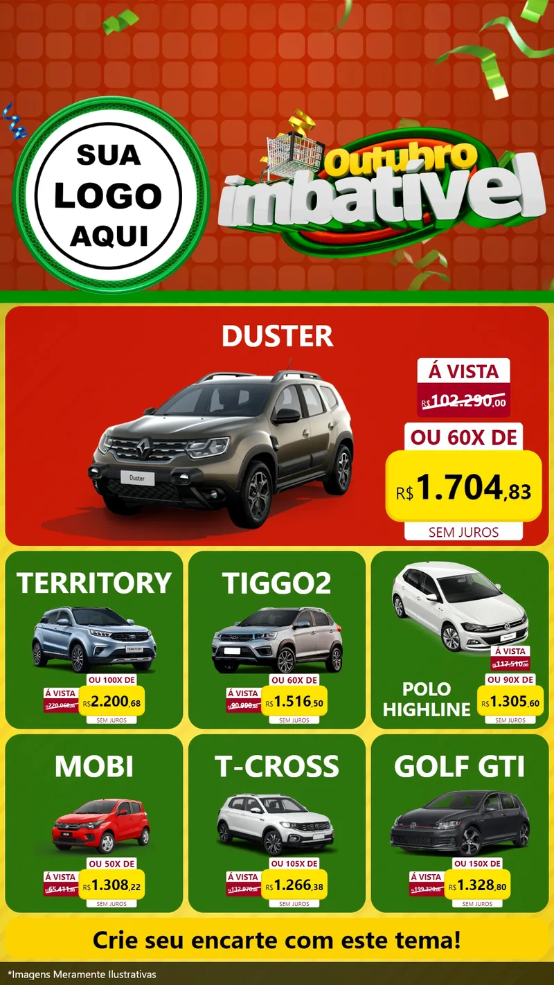 Modelo de Rede Social para Stories com o tema Outubro Imbatível para Concessionaria de Carros