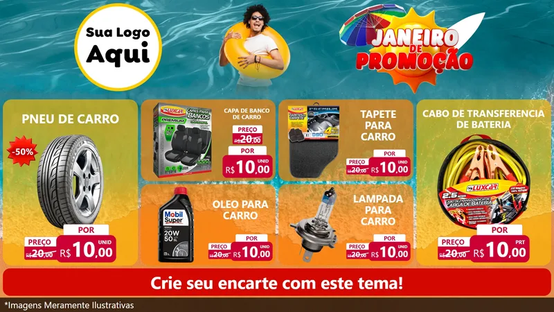 Modelo de TV para TV Horizontal com o tema Janeiro de Promoção para Auto peças