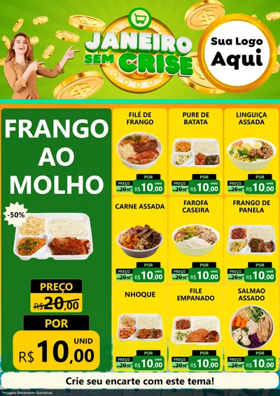 Modelo de Encarte para Encarte A4 Vertical com o tema Janeiro Sem Crise para Restaurante