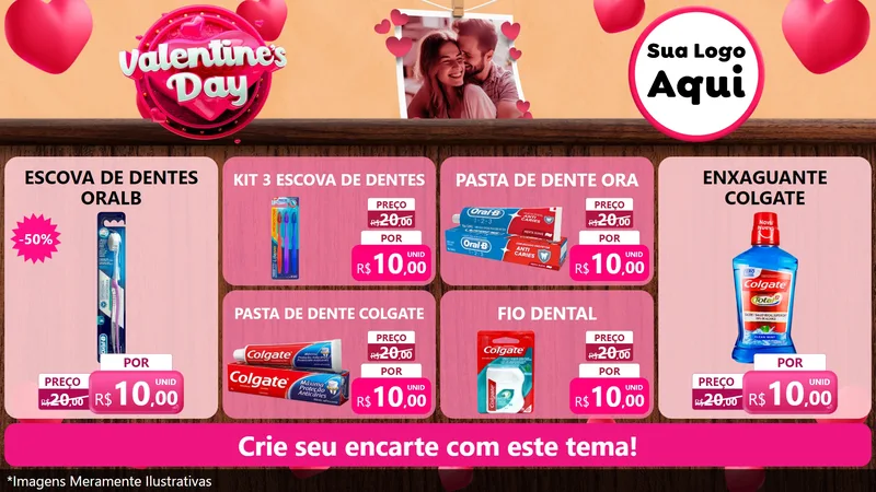 Modelo de TV para TV Horizontal com o tema Valentine's Day para Higiene Pessoal