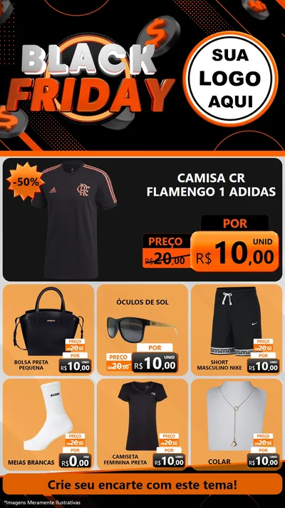 Modelo de Rede Social para Stories com o tema Black Friday para Roupas e acessórios