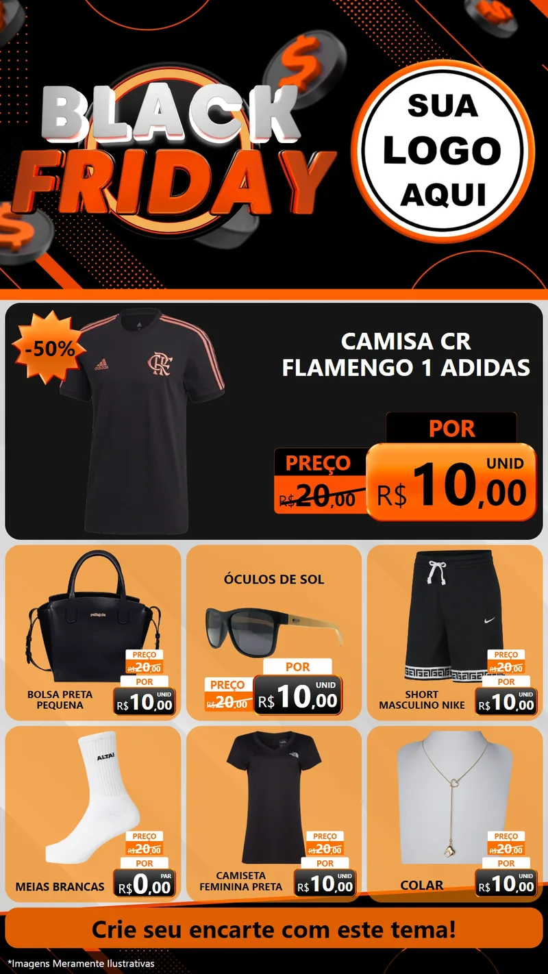 Modelo de Rede Social para Stories com o tema Black Friday para Roupas e acessórios