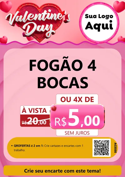 Modelo de Cartaz para Cartaz A4 Vertical com o tema Valentine's Day para Móveis e Eletro
