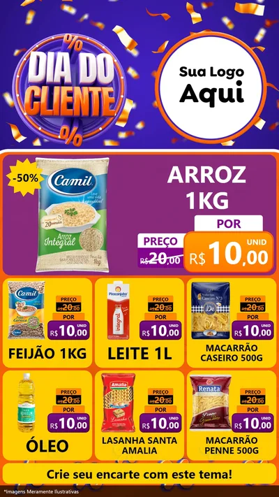 Modelo de Rede Social para Stories com o tema Dia do Cliente para Supermercado