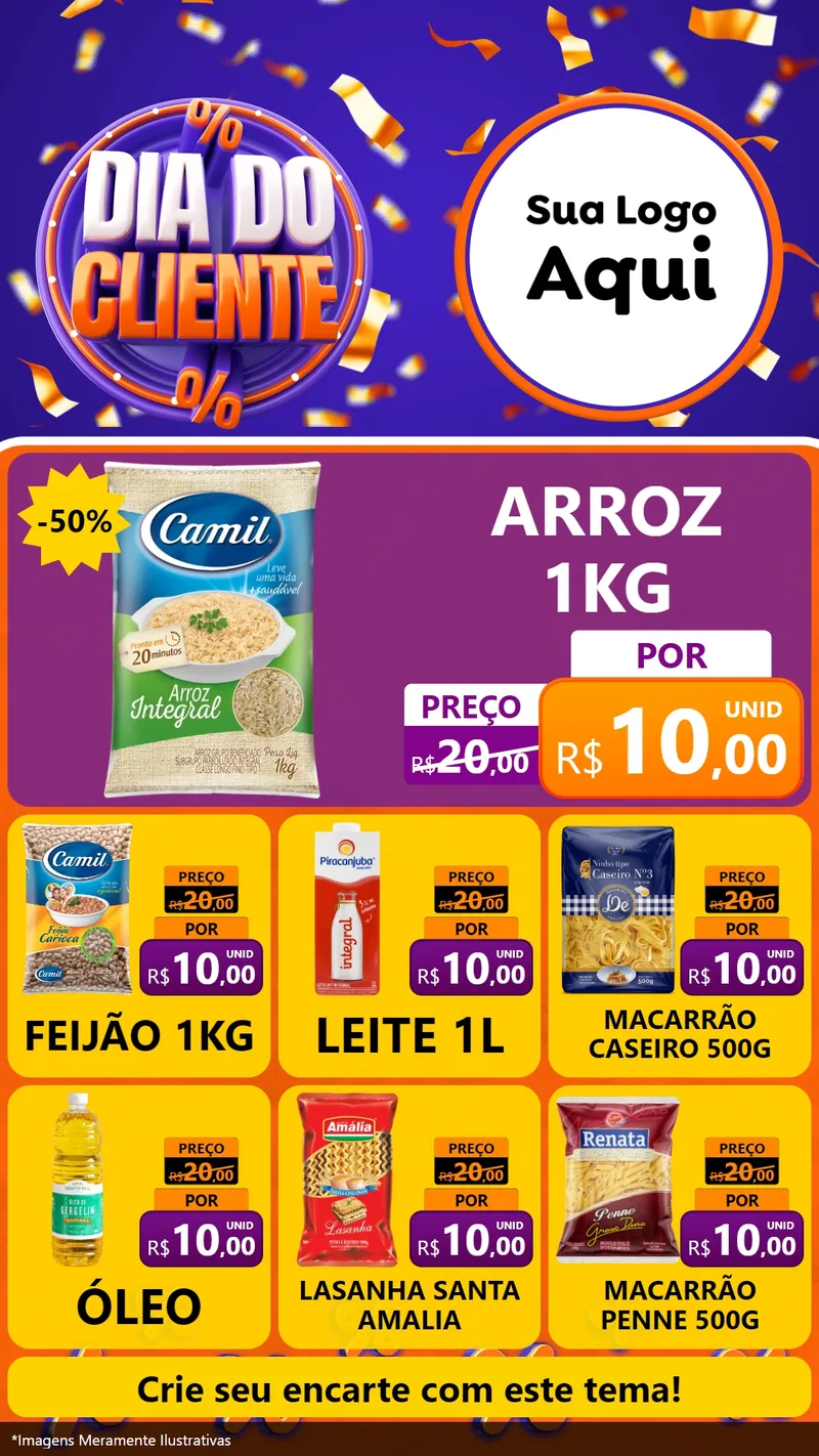 Modelo de Rede Social para Stories com o tema Dia do Cliente para Supermercado