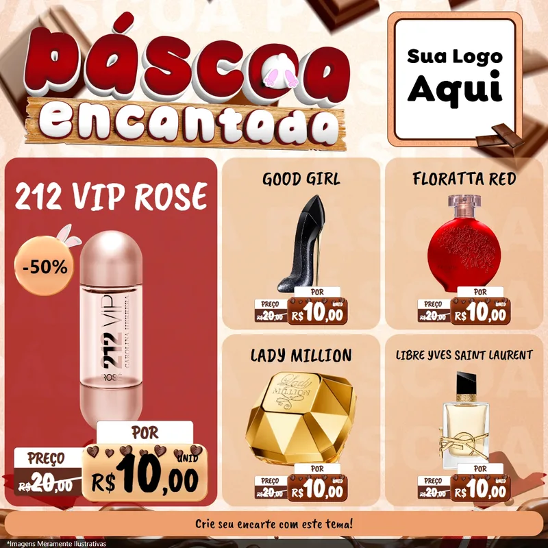 Modelo de Rede Social para Feed Facebook com o tema Páscoa Encantada para Perfumes