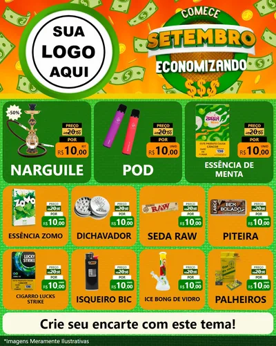 Modelo de Rede Social para Feed Instagram com o tema Comece Setembro Economizando para Tabacaria