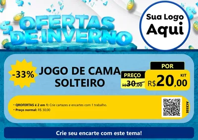 Modelo de Cartaz para Cartaz A4 Horizontal com o tema Ofertas de Inverno para Cama, Mesa e Banho