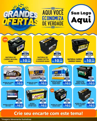 Modelo de Rede Social para Feed Instagram com o tema Grandes Ofertas para Baterias Elétricas