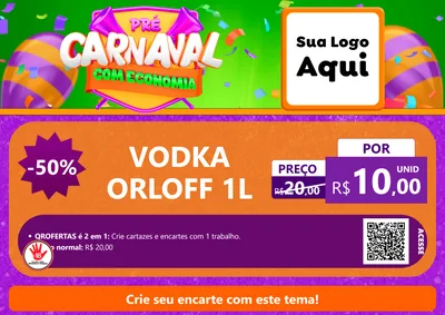 Modelo de Cartaz para Cartaz A4 Horizontal com o tema Pré-Carnaval Com Economia para Distribuidora de bebidas